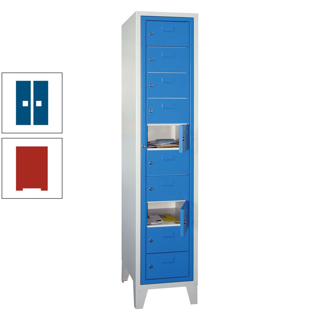 Schließfachschrank - Wäscheausgabeschrank - 10 Fächer a 315 mm - 1.850x400x500 mm (HxBxT) - Füße - Zylinderschloss - anthrazitgrau