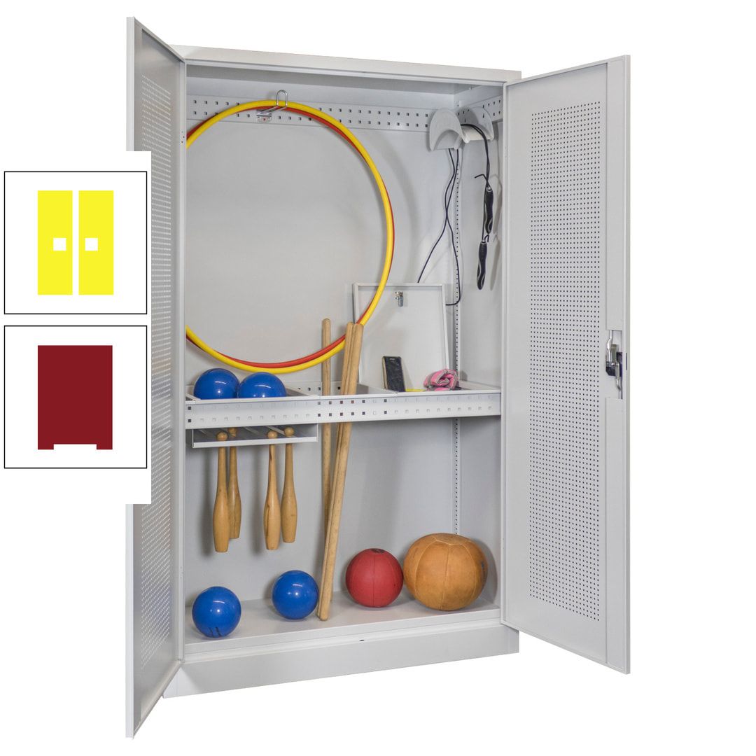 Sportschrank - Lochfeldtüren - Variante 1 - 1.950x1.200x500 mm (HxBxT) - anthrazitgrau