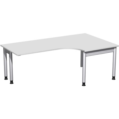 Eckschreibtisch, Eckteil 800 mm, rechts, Füße einseitig verkürzt, 4-Fuß Pro, höhenverstellbar, 680-800 x 1.600 x 1.200 mm (HxBxT), Dekor Ahorn