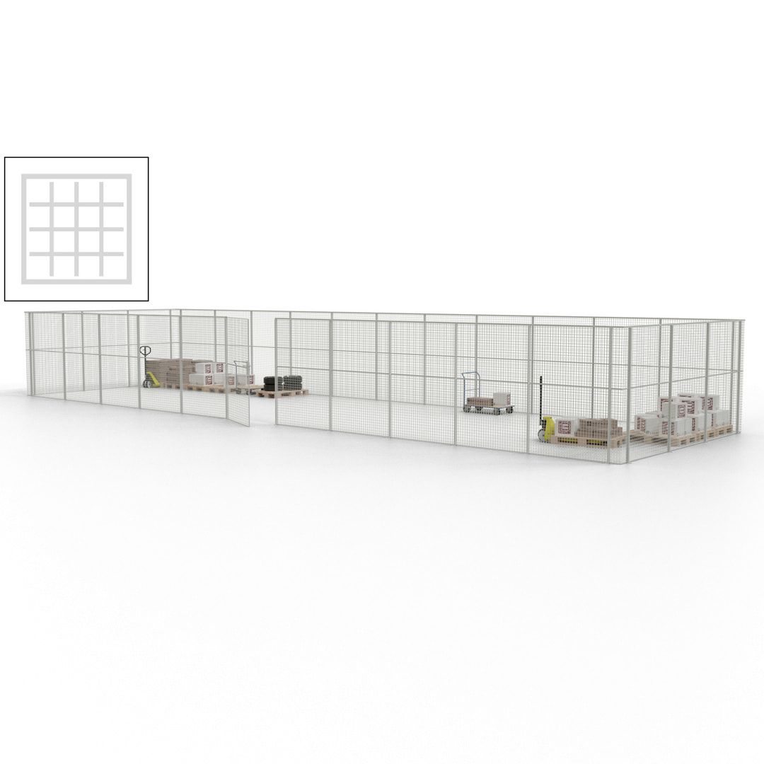 Maschinen Schutzgitter - Hallentrennwand - Sicherheitszaun - Tür - 42 m - 2.200 x 16.900 x 4.900 mm (HxBxT) - enzianblau