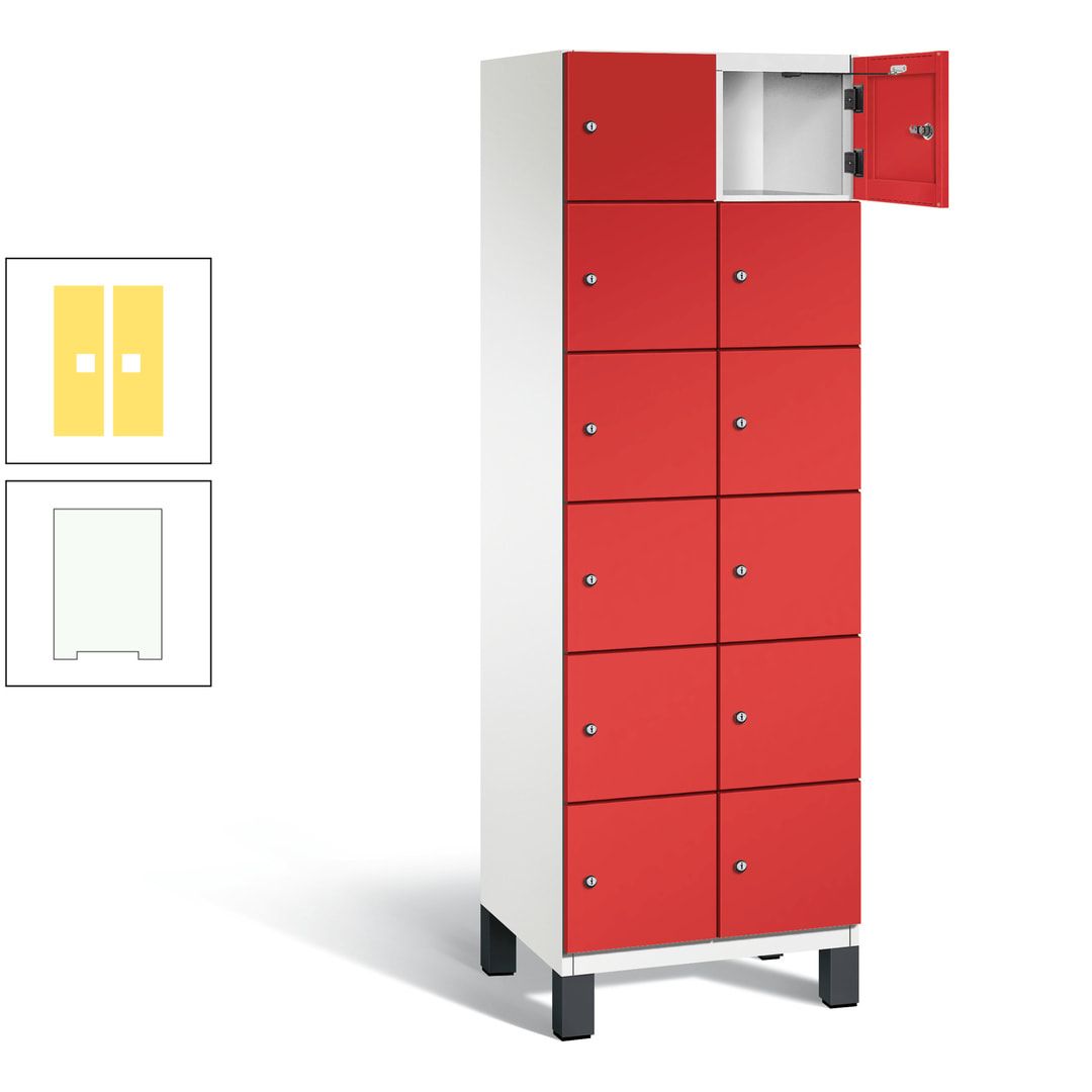 Fächerschrank, Stahlschrank, 12 Fächer, Türöffnungsbegrenzer, Füße, 1.980 x 600 x 525 mm (HxBxT), Korpus anthrazitgrau, Front anthrazitgrau