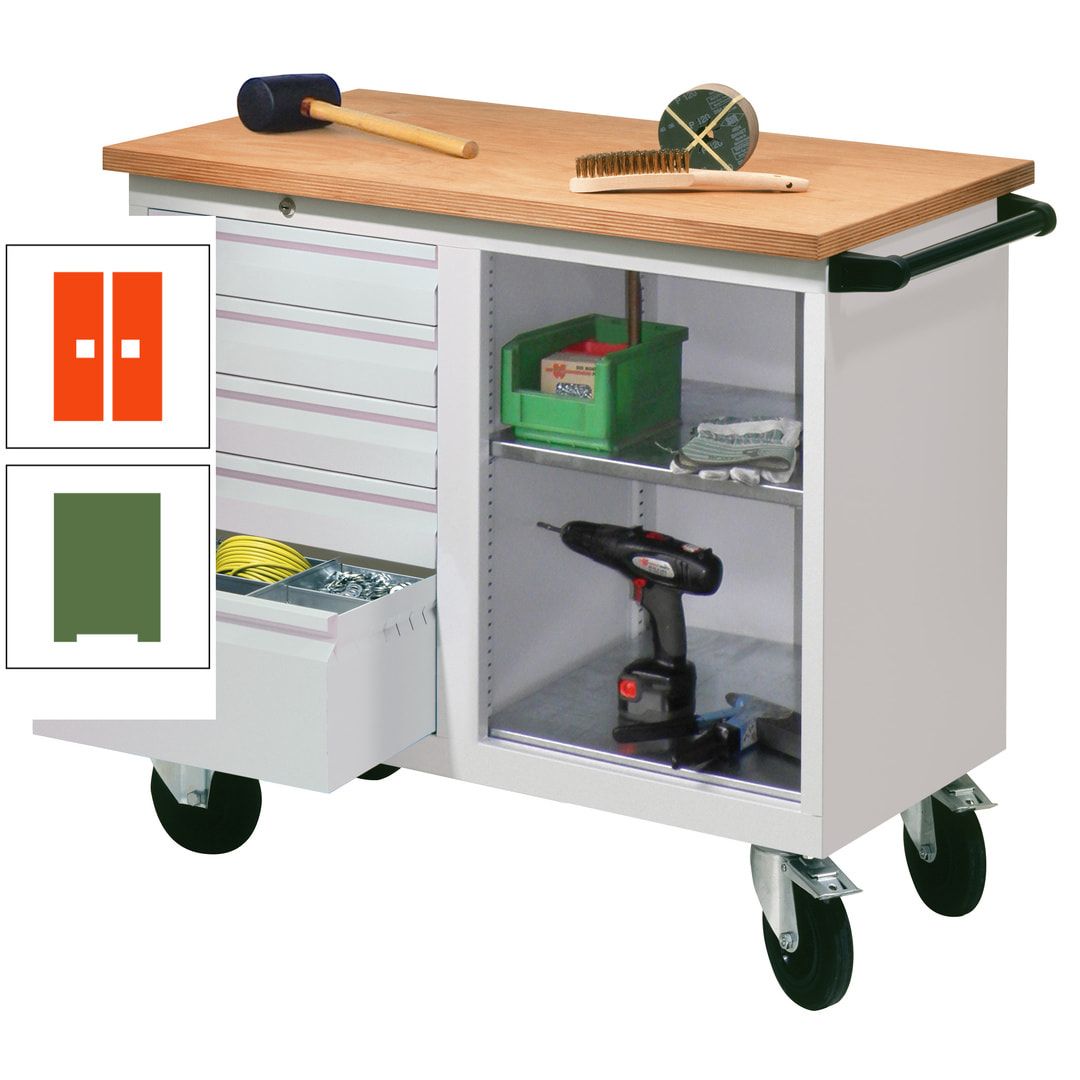 Mobile Werkbank - Werkstattwagen - 915 x 1.090 x 600 mm - 5 Schubladen und Ablagefach - anthrazitgrau
