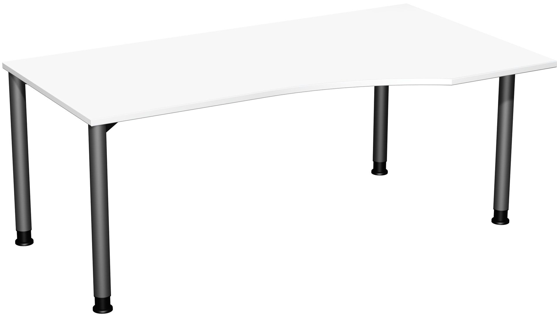 Eckschreibtisch mit einseitig verkürzten Füßen, 4-Fuß Flex, Ecke rechts, Höhe 680-800 mm, 1.600 x 1.000 mm (BxT), Gestell anthrazit, Ahorn