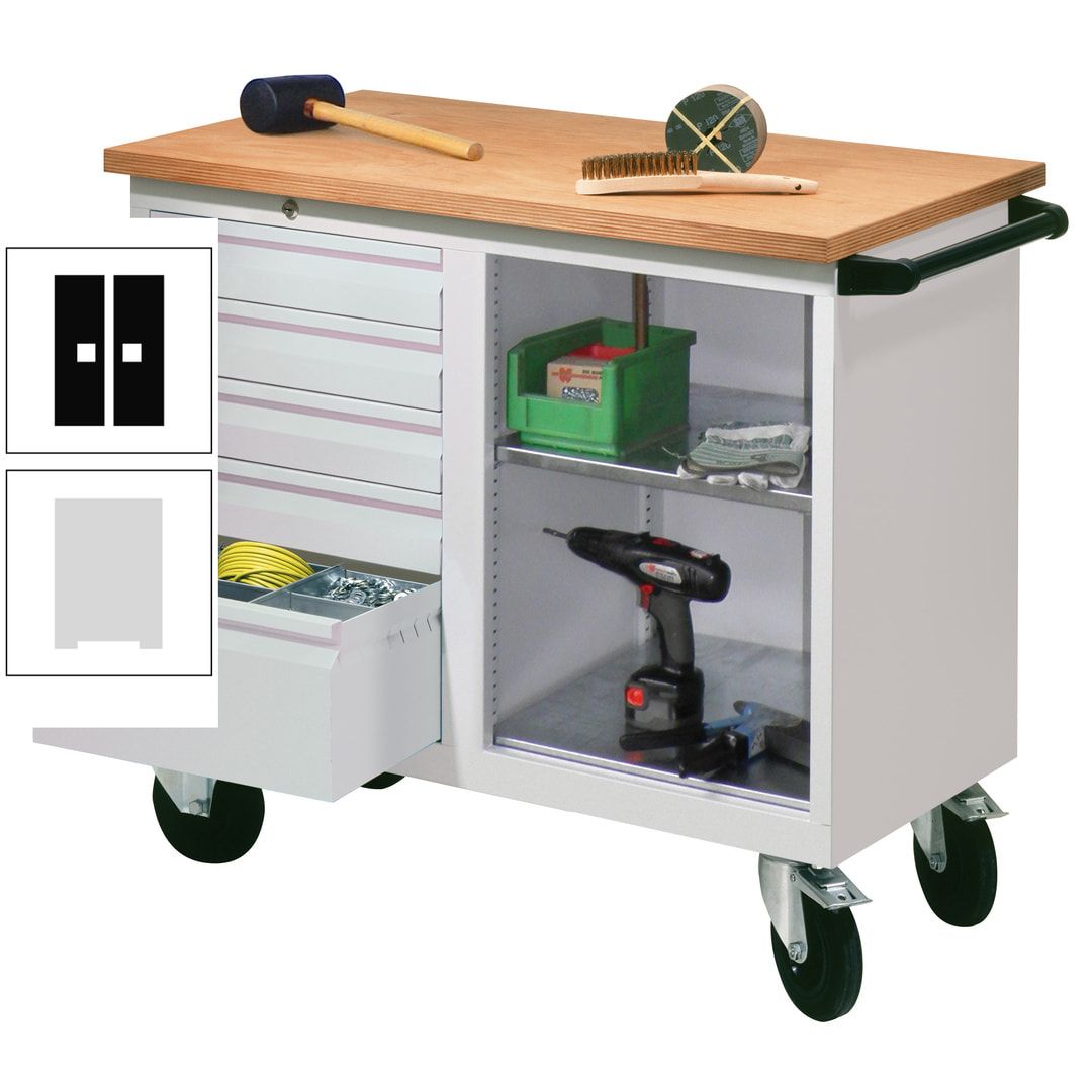 Mobile Werkbank - Werkstattwagen - 915 x 1.090 x 600 mm - 5 Schubladen und Ablagefach - anthrazitgrau