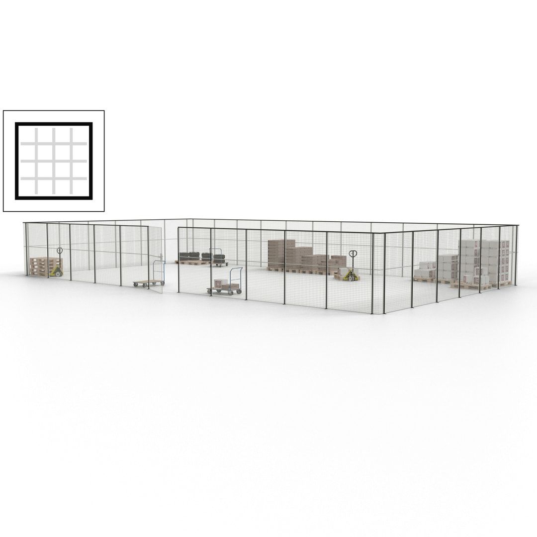 Maschinen Schutzgitter - Hallentrennwand - Sicherheitszaun - Tür - 51 m - 2.200 x 16.900 x 9.400 mm (HxBxT) - enzianblau