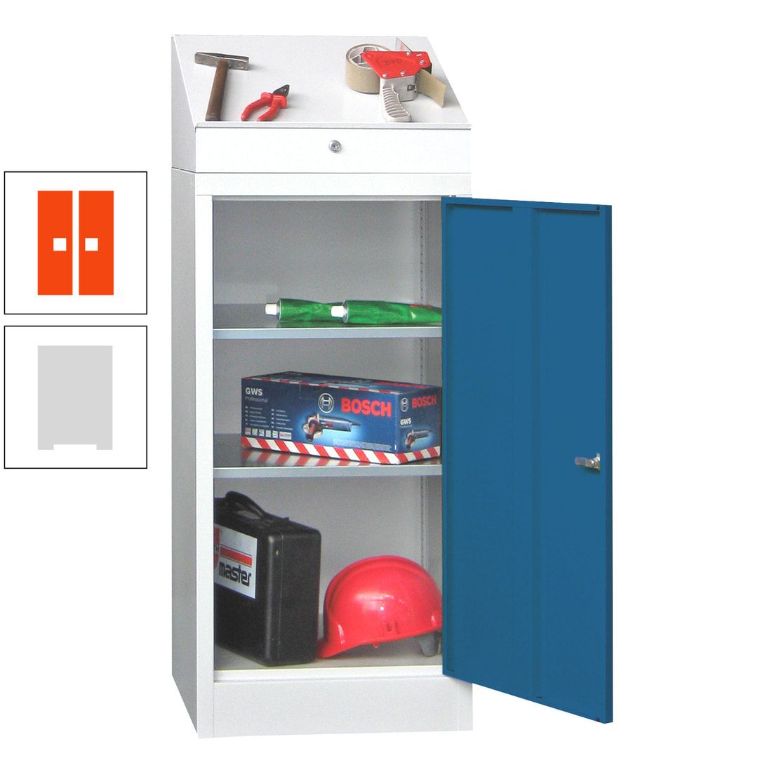Stehpult mit Schrank - Vollblechtür - Zylinderschloss - 1.270x500x500 mm (HxBxT) - anthrazitgrau
