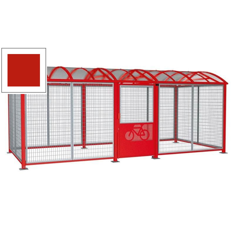 Fahrradüberdachung, Fahrradhaus, Unterstand, Digitalschloss, Stahlgitter, 2.640 x 6.250 x 2.830 mm (HxBxT), feuerverzinkt, enzianblau (RAL 5010)