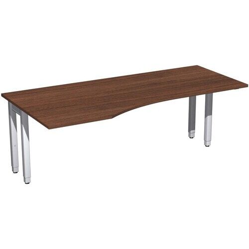 Eckschreibtisch, Ecke links, Füße einseitig verkürzt, 4-Fuß Quadrat Pro, höhenverstellbar, 680-800 x 1.600x 1.000 mm (HxBxT), Dekor Ahorn