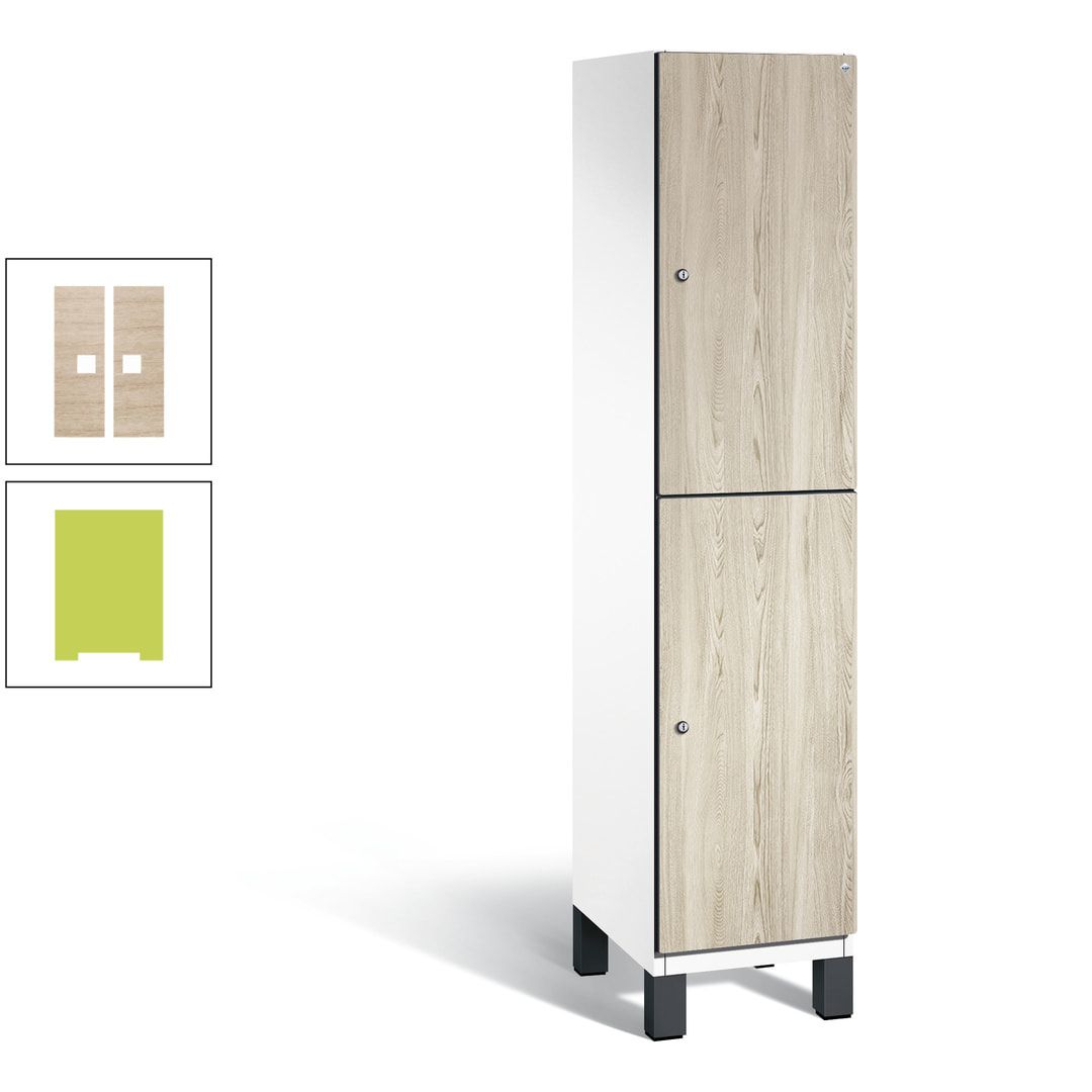 Fächerschrank, Garderobenschrank, mit Füßen, 1 Abteile, 1.980 x 400 x 525 mm (HxBxT), Korpus anthrazitgrau, Tür Donau-Ahorn