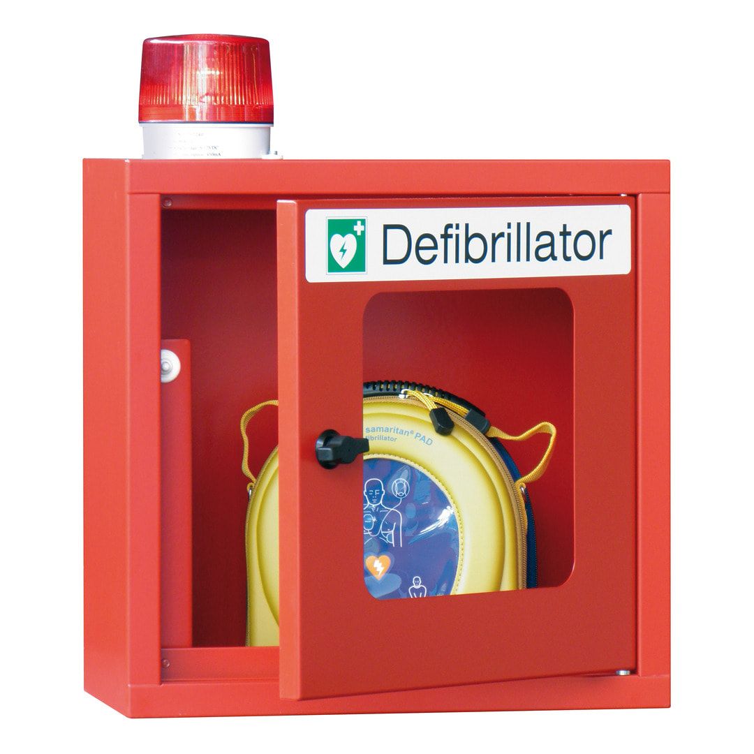 Defibrillatorenschrank - 400 x 400 x 200 mm (HxBxT) - Sichtfenster - anthrazitgrau
