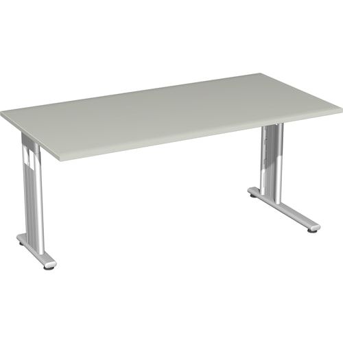 Schreibtisch mit einseitig verkürzt Füßen - C-Fuß Flex - Bürotisch - Konferenztisch - 720 x 1.200 x 800 mm (HxBxT) - Dekor Ahorn - Gestell silber