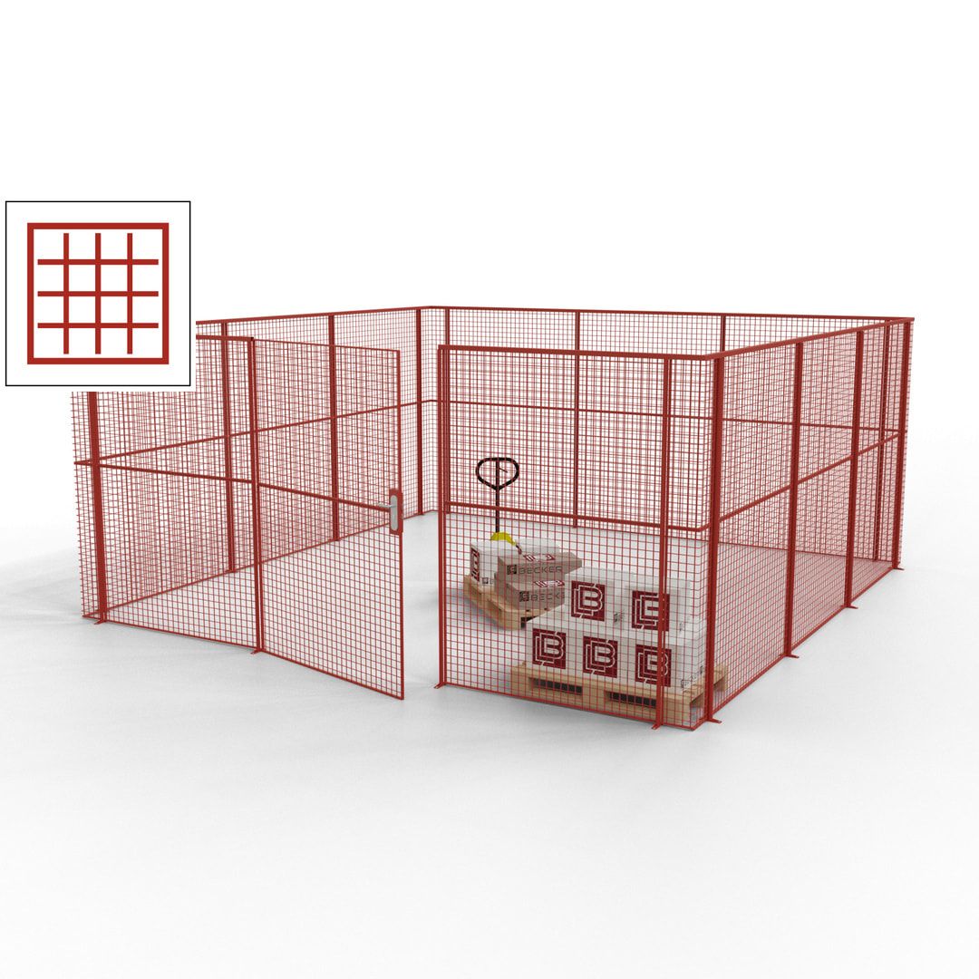 Maschinen Schutzgitter - Hallentrennwand - Sicherheitszaun - Tür - 18 m - 2.200 x 4.900 x 4.900 mm (HxBxT) - enzianblau
