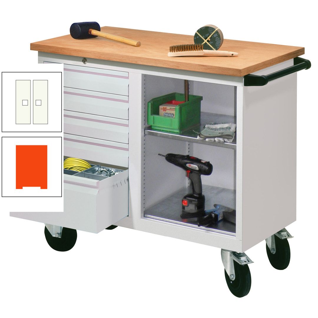 Mobile Werkbank - Werkstattwagen - 915 x 1.090 x 600 mm - 5 Schubladen und Ablagefach - anthrazitgrau