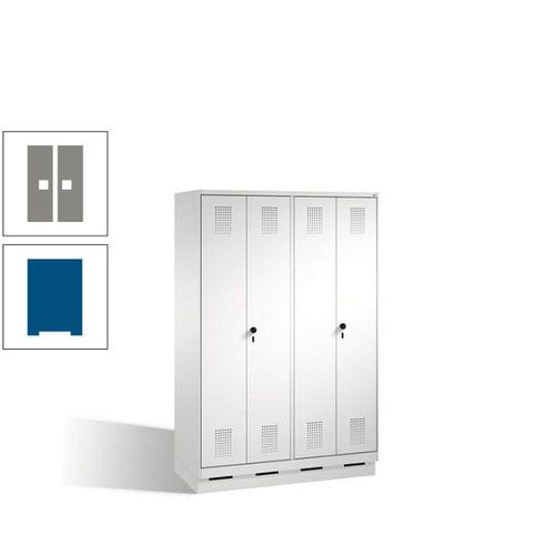Doppel-Spind, Doppeltüren, Garderobenschrank mit Sockel, 4 Abteile a 300 mm, Korpus anthrazitgrau, Tür anthrazitgrau, 1.800 x 1.200 x 500 mm (HxBxT)