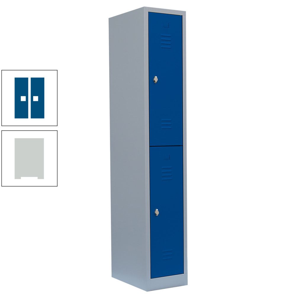 Garderobenschrank, Doppelstockspind, 1 Abteil, 2 Fächer, 1.800 x 315 x 500 mm (HxBxT), Stahl, Drehriegel, Korpus: lichtgrau, Front: anthrazitgrau