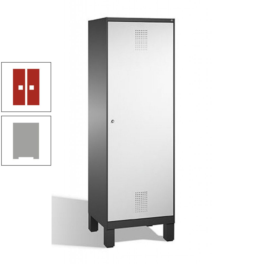 Doppel-Spind, Garderobenschrank, 1 Tür für 2 Abteile a 300 mm, Korpus anthrazitgrau, Türen anthrazitgrau, 1.850 x 600 x 500 mm (HxBxT)