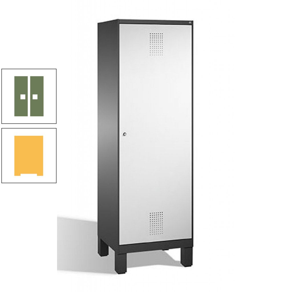 Doppel-Spind, Garderobenschrank, 1 Tür für 2 Abteile a 300 mm, Korpus anthrazitgrau, Türen anthrazitgrau, 1.850 x 600 x 500 mm (HxBxT)