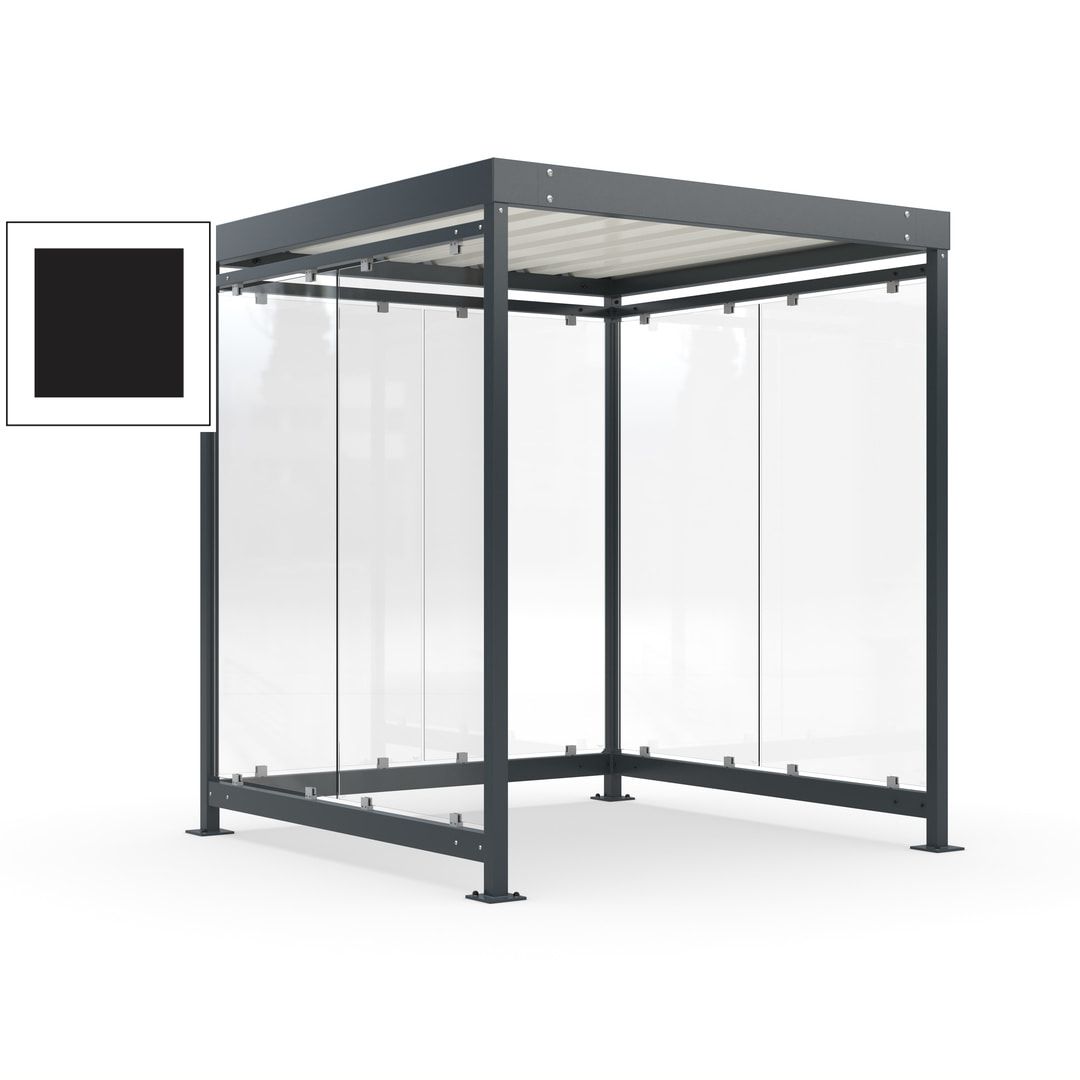 Raucherunterstand, Bushaltestelle, Bausatz, 6-7 Personen, 6 Wände, 2.510 x 2.165 x 2.165 mm (HxBxT), Achatgrau