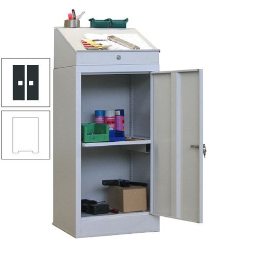 Stehpult mit Schrank - Vollblechtür - Zylinderschloss - 1 Ausziehboden - 1.270x500x500 mm (HxBxT) - anthrazitgrau