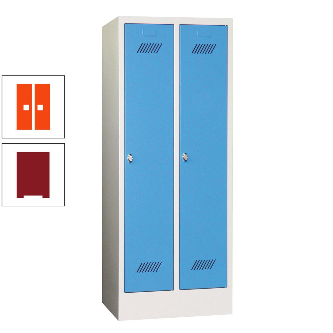 Spindschrank f. Schulen - mit Sockel - Höhe 1.600 mm - 2 Abteile a 300 mm - Drehriegel - anthrazitgrau