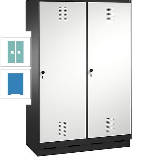 Doppel-Spind, Garderobenschrank, 2 Türen für 4 Abteile a 300 mm, Korpus anthrazitgrau, Türen anthrazitgrau, 1.800 x 1.200 x 500 mm (HxBxT)