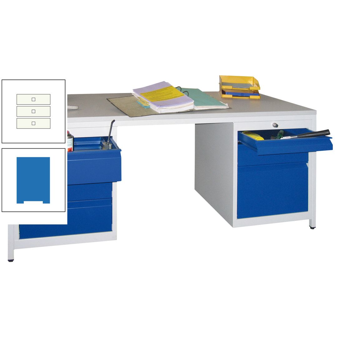 Meisterschreibtisch - 6 Schubladen, 75 / 125 / 150 / 175 / 300 mm - 720 x 1.700 x 800 mm (HxBxT) - anthrazitgrau