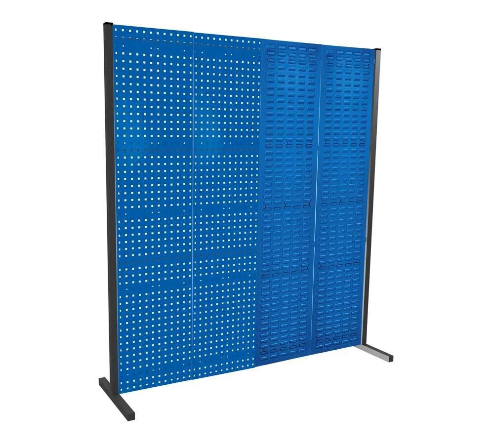 Modulare Trennwand, Werkzeugwand, Einzelfeld, 1 Loch- u. 1 Schlitzplatten, Plattenhöhe 1.500 mm, 2.000 x 1.000 mm (HxB), Anthrazit