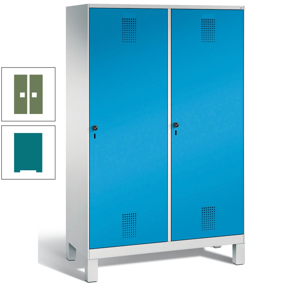Doppel-Spind, Garderobenschrank, 2 Türen für 4 Abteile a 300 mm, Korpus anthrazitgrau, Türen anthrazitgrau, 1.850 x 1.200 x 500 mm (HxBxT)