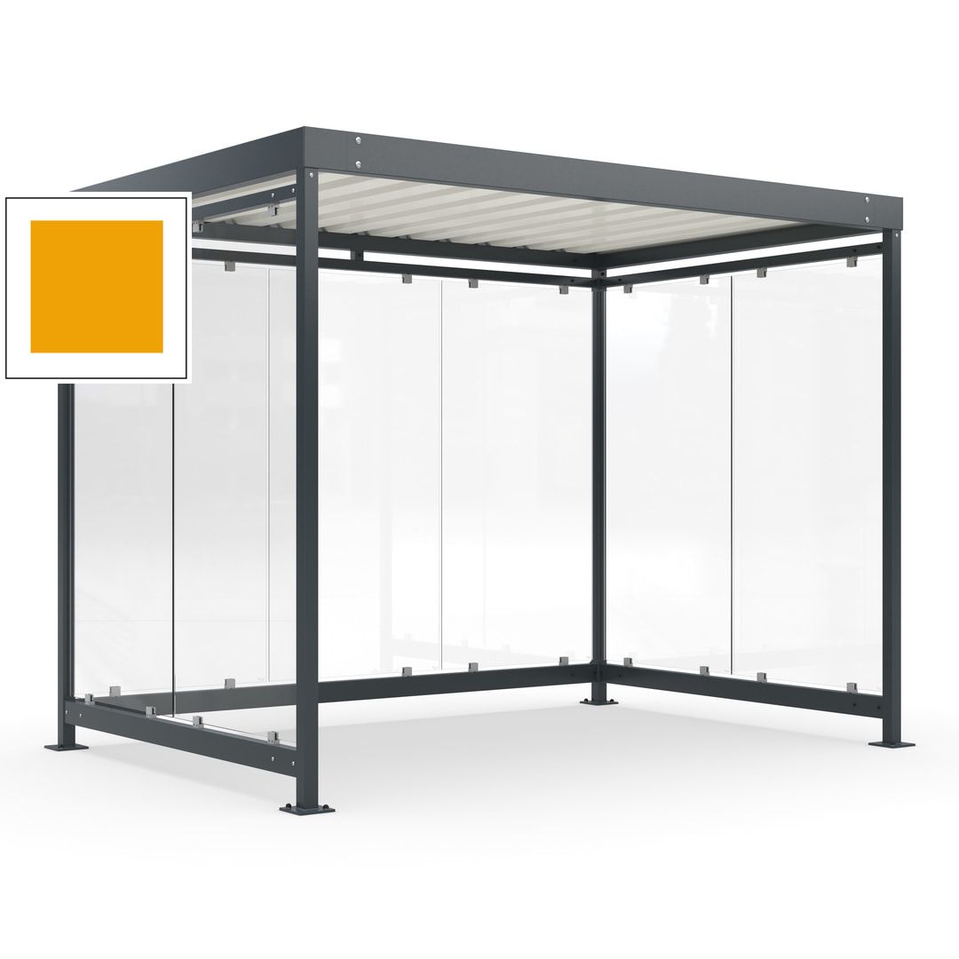 Raucherunterstand, Bausatz, Fahrgastunterstand, Bushaltestelle, 2.510 x 3.180 x 2.165 mm (HxBxT), 7 Wände, Achatgrau