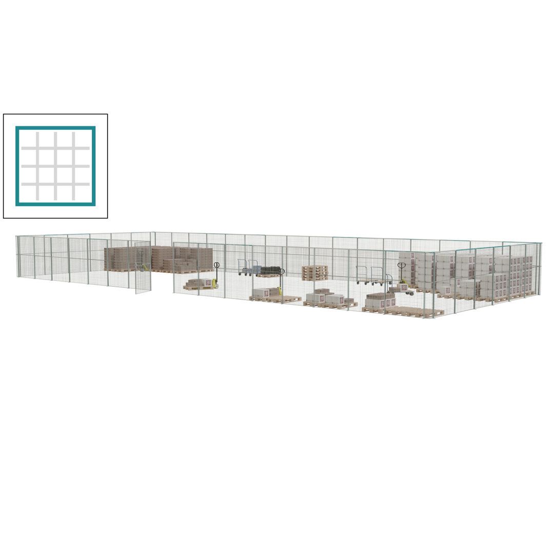 Maschinen Schutzgitter - Hallentrennwand - Sicherheitszaun - Tür - 66 m - 2.200 x 24.400 x 9.400 mm (HxBxT) - enzianblau