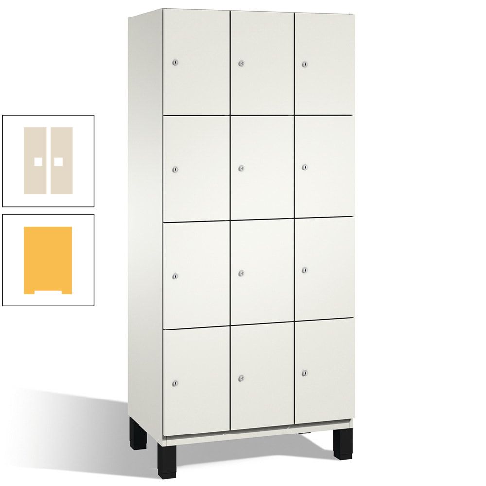Fächerschrank, Stahlschrank, 12 Fächer, Türöffnungsbegrenzer, mit Füßen, Korpus lichtgrau, Tür anthrazitgrau, 1.980 x 900 x 525 mm (HxBxT)