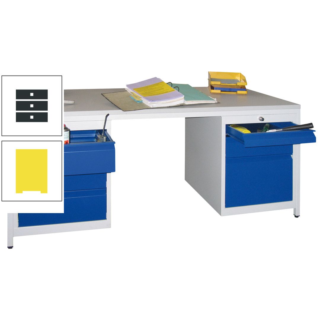 Meisterschreibtisch - 6 Schubladen, 75 / 125 / 150 / 175 / 300 mm - 720 x 1.700 x 800 mm (HxBxT) - anthrazitgrau