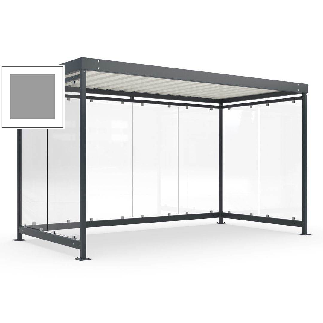 Fahrradunterstand, Fahrgastunterstand, Bushaltestelle, Bausatz, 12-13 Personen, 2.510 x 4.195 x 2.165 mm (HxBxT), 8 Wände, Achatgrau