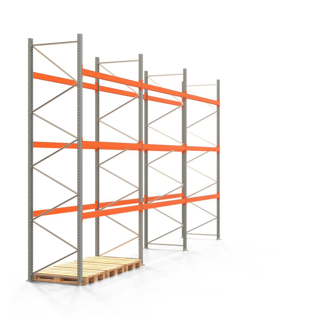 Palettenregal ARTUS - 4 Ebenen - Fachlast 2.100 kg - 4.500 x 11.225 x 1.100 mm (HxBxT) - 4 Felder - Schwerlastregal
