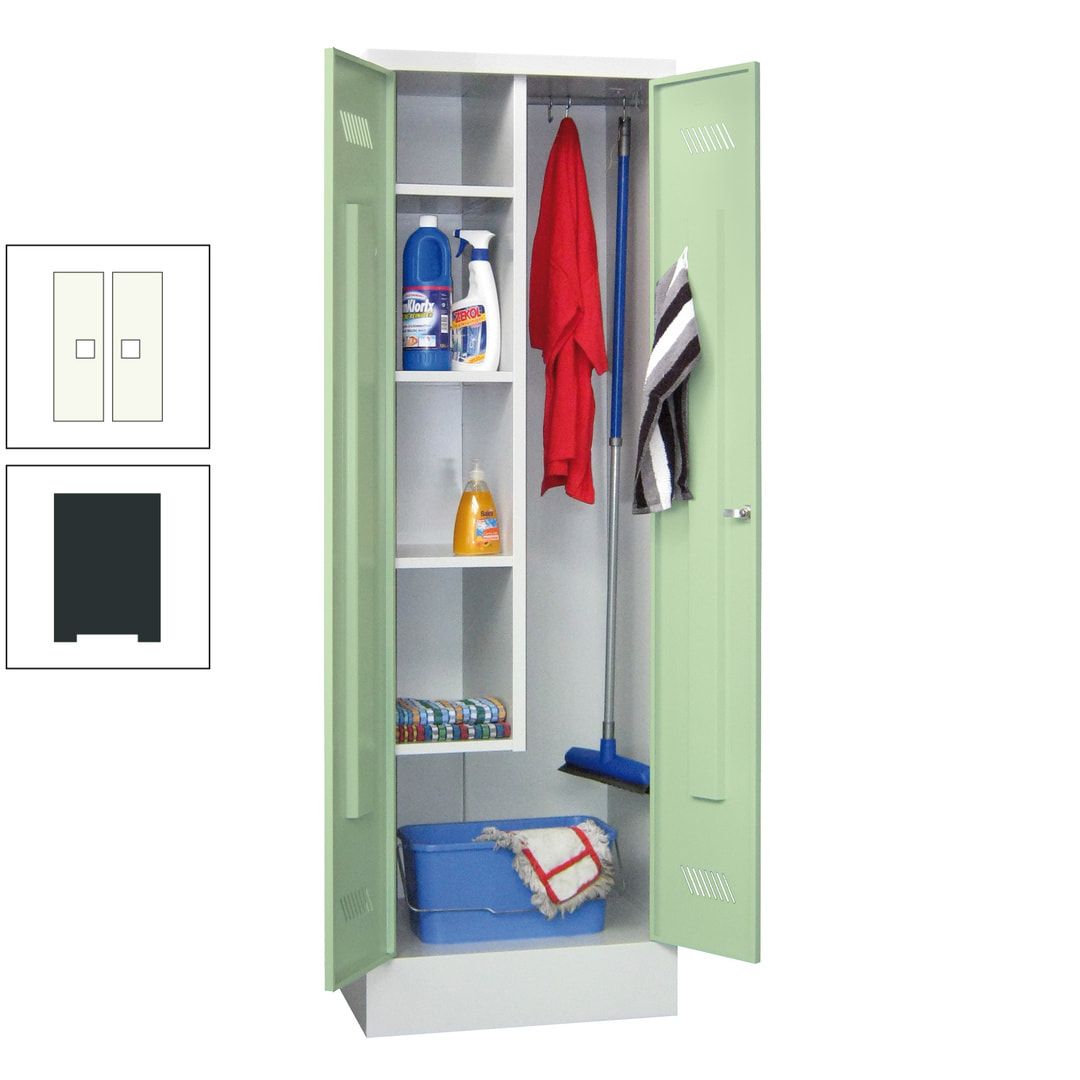 Putzschrank mit Sockel - 1 Abteil mit Trennwand - 1.850x600x500 mm (HxBxT) - Drehriegel - anthrazitgrau