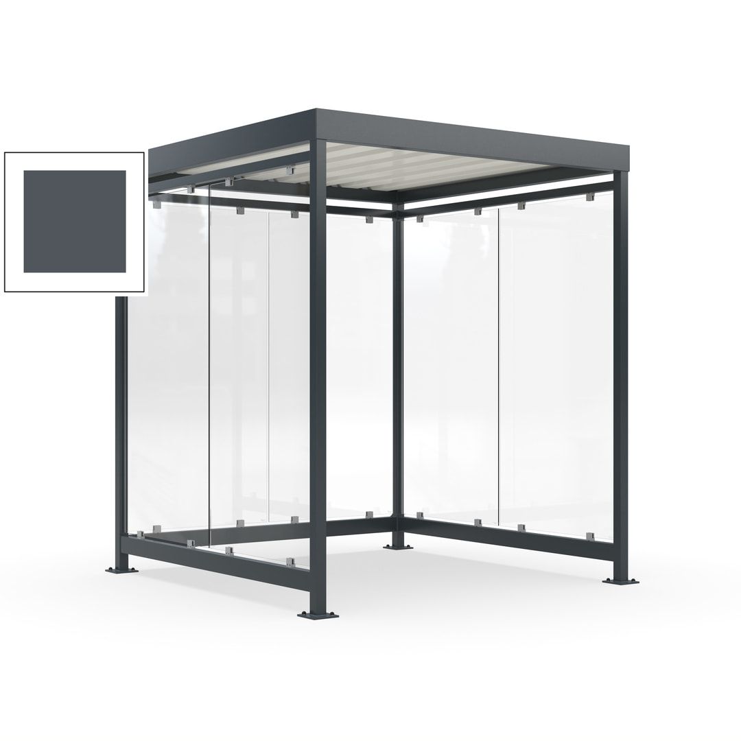 Raucherunterstand, Bushaltestelle, 6-7 Personen, 6 Wände, 2.510 x 2.165 x 2.165 mm (HxBxT), Achatgrau
