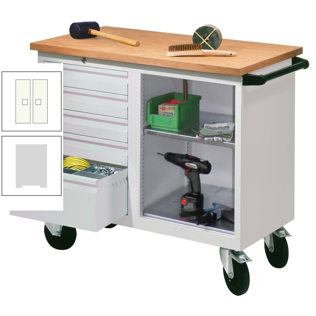 Mobile Werkbank - Werkstattwagen - 915 x 1.090 x 600 mm - 5 Schubladen und Ablagefach - anthrazitgrau