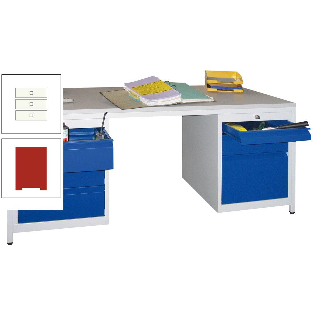 Meisterschreibtisch - 6 Schubladen, 75 / 125 / 150 / 175 / 300 mm - 720 x 1.700 x 800 mm (HxBxT) - anthrazitgrau