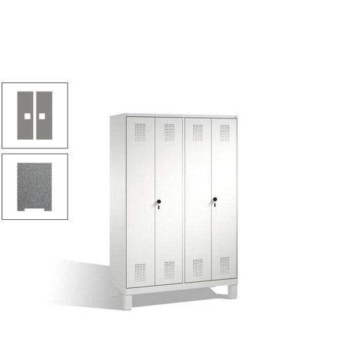 Doppel-Spind, Doppeltüren, Garderobenschrank mit Füßen, 4 Abteile a 300 mm, Korpus anthrazitgrau, Tür anthrazitgrau, 1.850 x 1.200 x 500 mm (HxBxT)