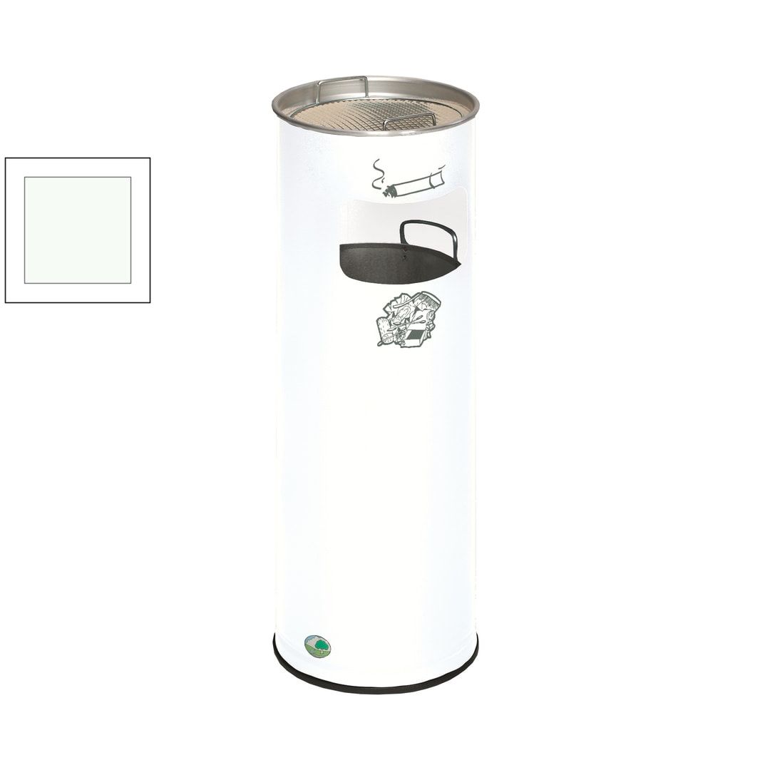 Abfallsammler mit Ascher - rund - Volumen 17 l - 660 x 230 x 230 mm (HxBxT) - Antik silber