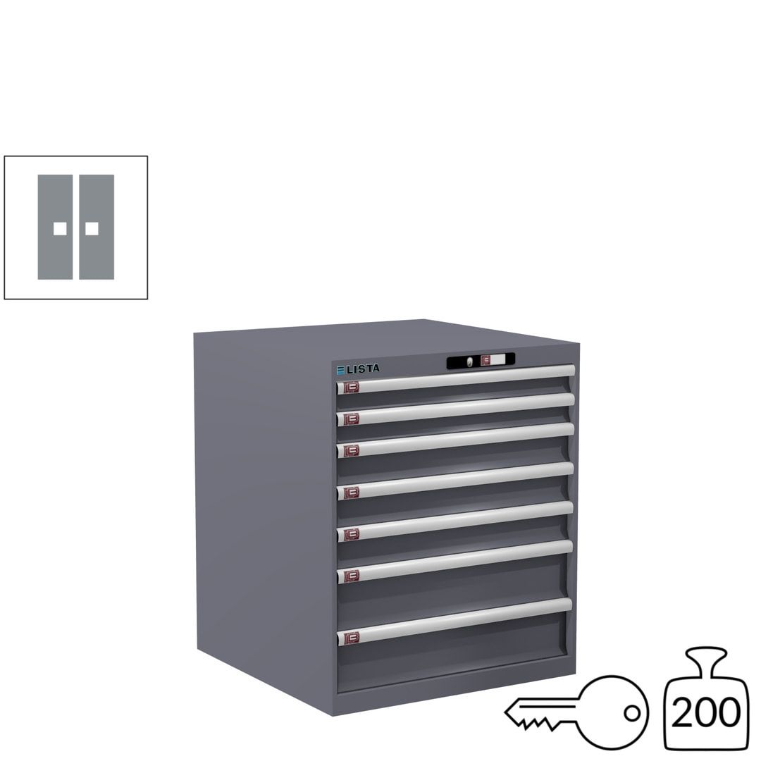 Lista Schubladenschrank - 14.409.010 - 850x717x725 mm (HxBxT) - 7 Schubladen - 75 kg - Key Lock - lichtblau (RAL 5012)
