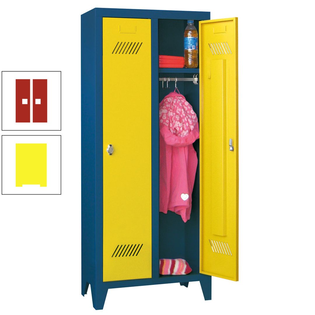 Spindschrank f. Kindergärten - mit Füßen - Höhe 1.300 mm - 2 Abteile a 250 mm - Zylinderschloss - anthrazitgrau