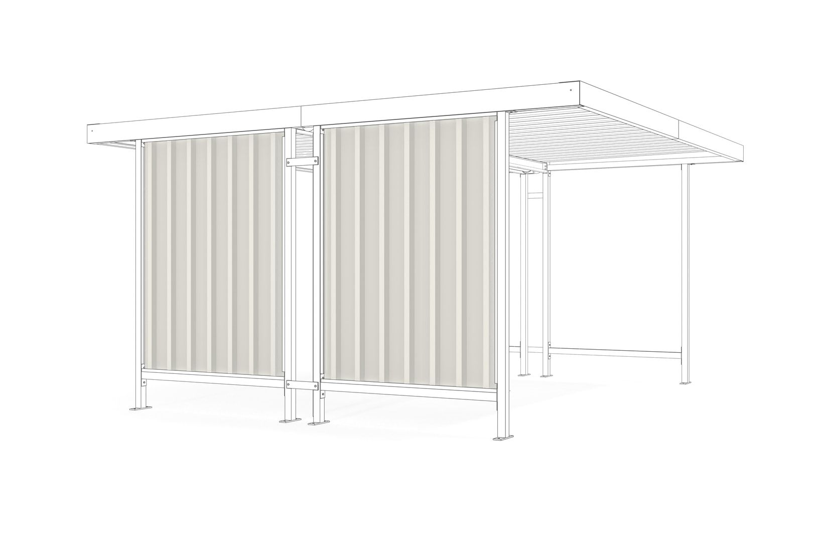 Seitenwand - Unterstand doppelseitig - Überdachung - blickdicht- wetterfest - 1.880 x 4.400 mm (HxB) - grauweiß