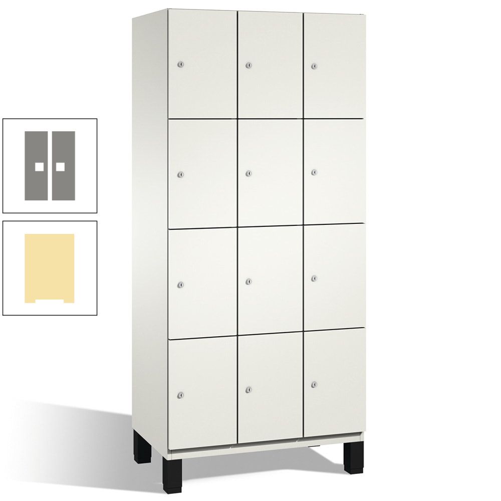 Fächerschrank, Stahlschrank, 12 Fächer, Türöffnungsbegrenzer, mit Füßen, Korpus lichtgrau, Tür anthrazitgrau, 1.980 x 900 x 525 mm (HxBxT)
