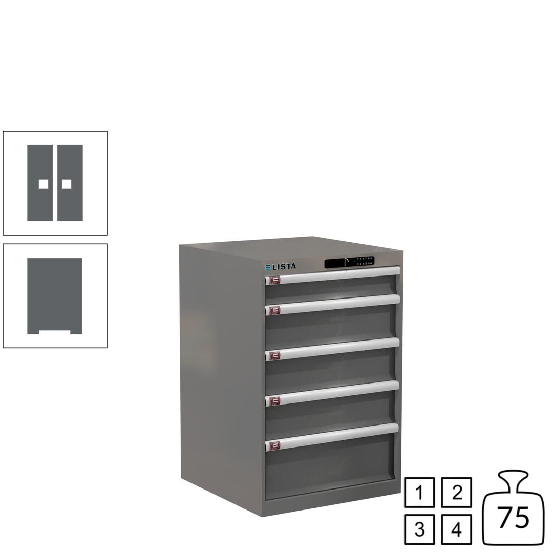 Lista Schubladenschrank - 14.256.010 - 850x564x572 mm (HxBxT) - 5 Schubladen - 75 kg - Key Lock - lichtblau (RAL 5012)