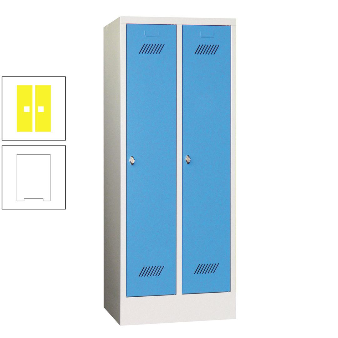 Spindschrank f. Schulen - mit Sockel - Höhe 1.600 mm - 2 Abteile a 300 mm - Drehriegel - anthrazitgrau