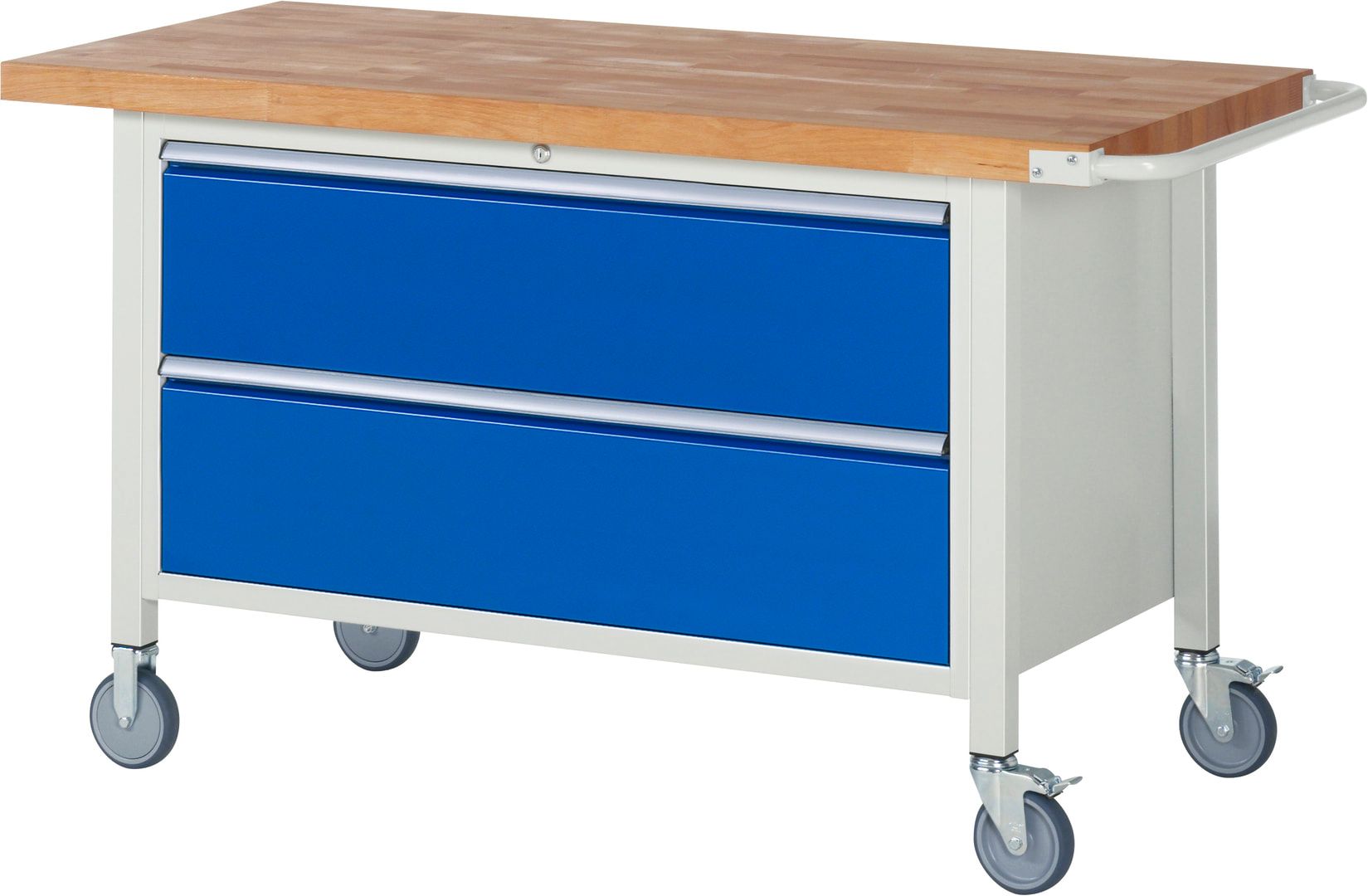 Mobile Werkbank mit 2 XXL Schubladen - Teilauszug - 270:2 - 880 x 1.500 x 700 mm (HxBxT) - Traglast 450 kg - Buche - Anthrazitgrau