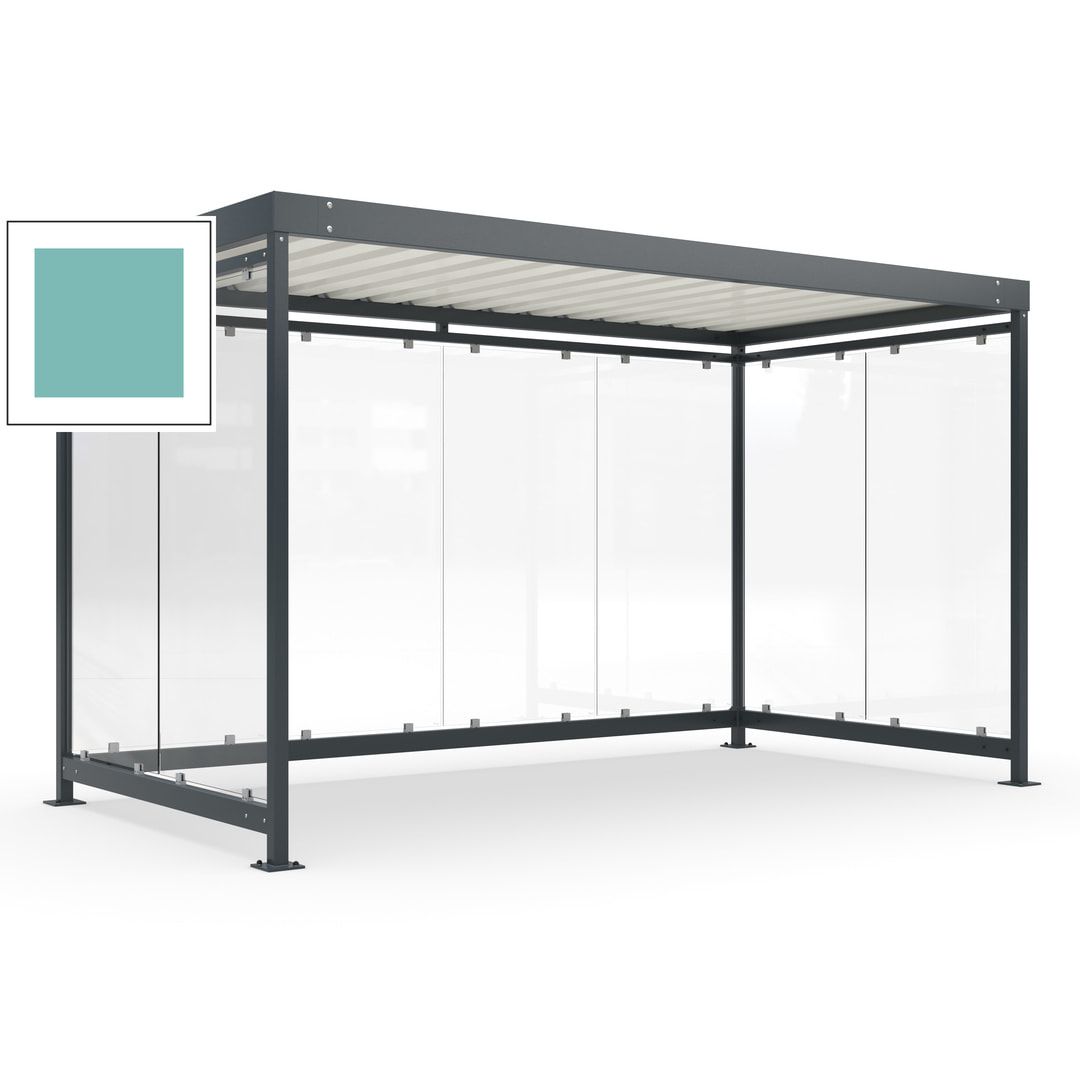 Fahrradunterstand, Fahrgastunterstand, Bushaltestelle, Bausatz, 12-13 Personen, 2.510 x 4.195 x 2.165 mm (HxBxT), 8 Wände, Achatgrau