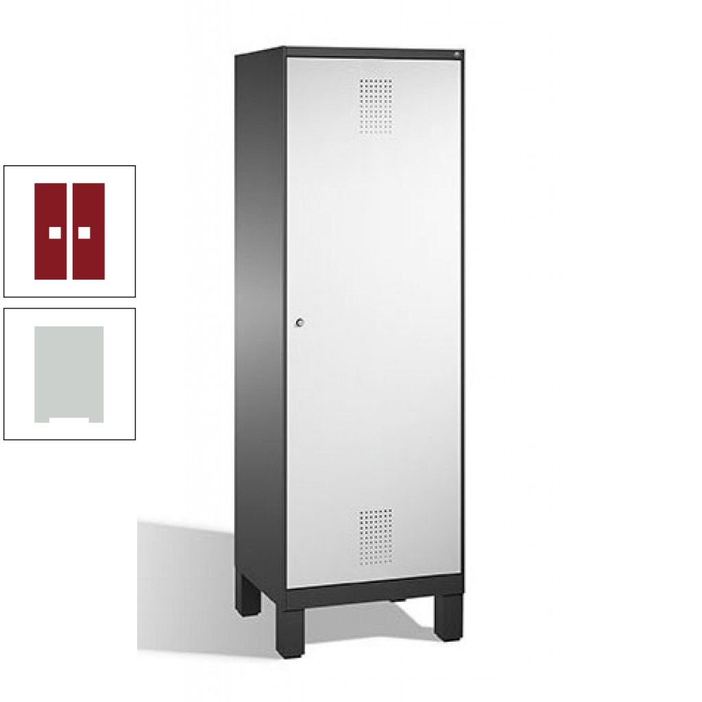 Doppel-Spind, Garderobenschrank, 1 Tür für 2 Abteile a 300 mm, Korpus anthrazitgrau, Türen anthrazitgrau, 1.850 x 600 x 500 mm (HxBxT)