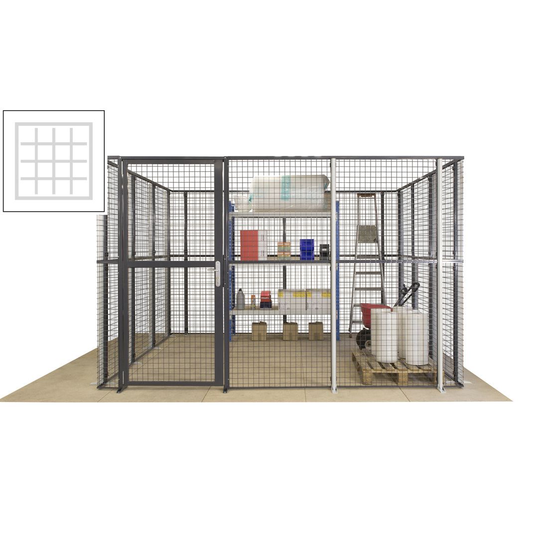 Maschinen Schutzgitter - Hallentrennwand - Sicherheitszaun - Tür - 108 m - 2.200 x 33.400 x 21.400 mm (HxBxT) - enzianblau